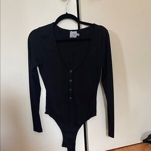 Princess Polly Black Ribbed Bodysuit
